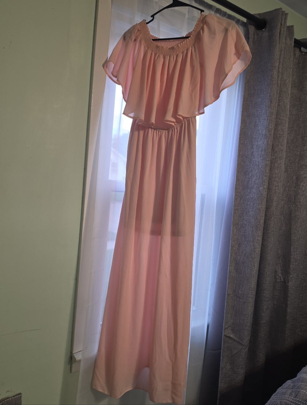 Pink Off-Shoulder Maxi Dress
